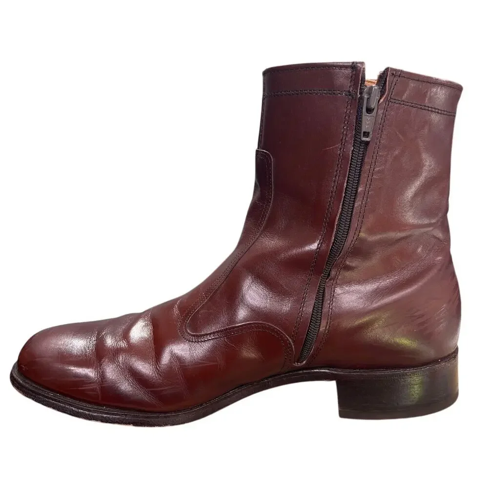 Vintage MASON Velvet-Eez Oxblood Leather Wellington Pull On Boots 7.5 D